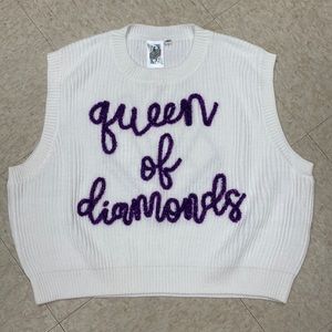 QUEEN OF SPARKLES White Sweater with Purple Text